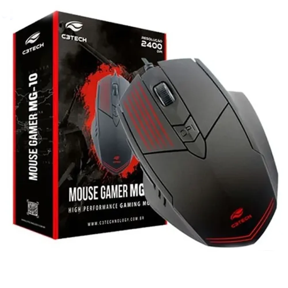 Mouse Gamer C3Tech MG-10 2400 DPI 6 Botões